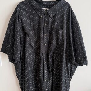 Harbor Bay Black Button-Down Shirt with Micro Geometric Print Big and Tall 6XL